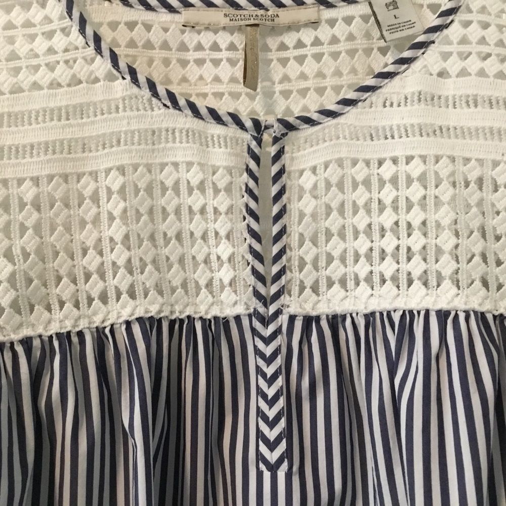 SCOTCH&SODA| Crochet Stripe Bell Sleeve Top - Picture 9 of 11